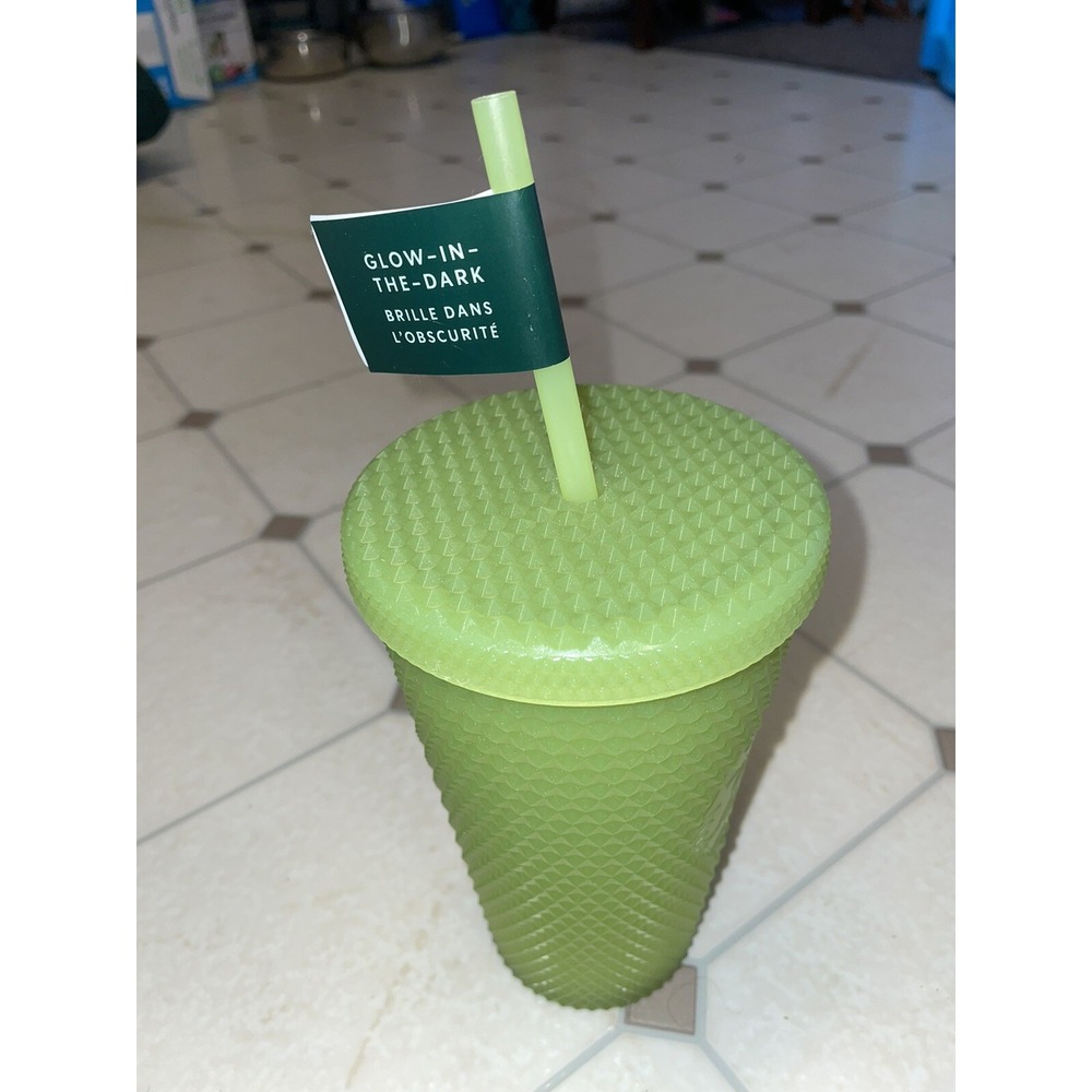 Starbucks 16oz Tumbler Studded Lemongrass Glow in the Dark 2022 Straw Halloween - Picture 4 of 8